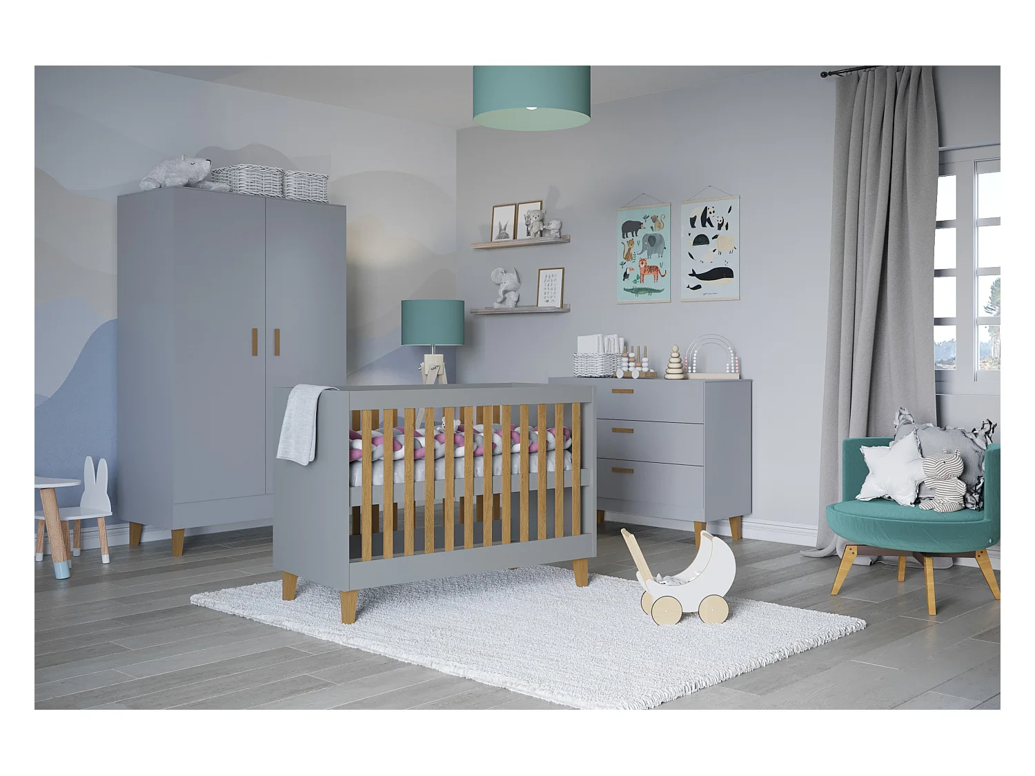 Kocot Kids Kubi 60x120 lettino per bambini - Grigio