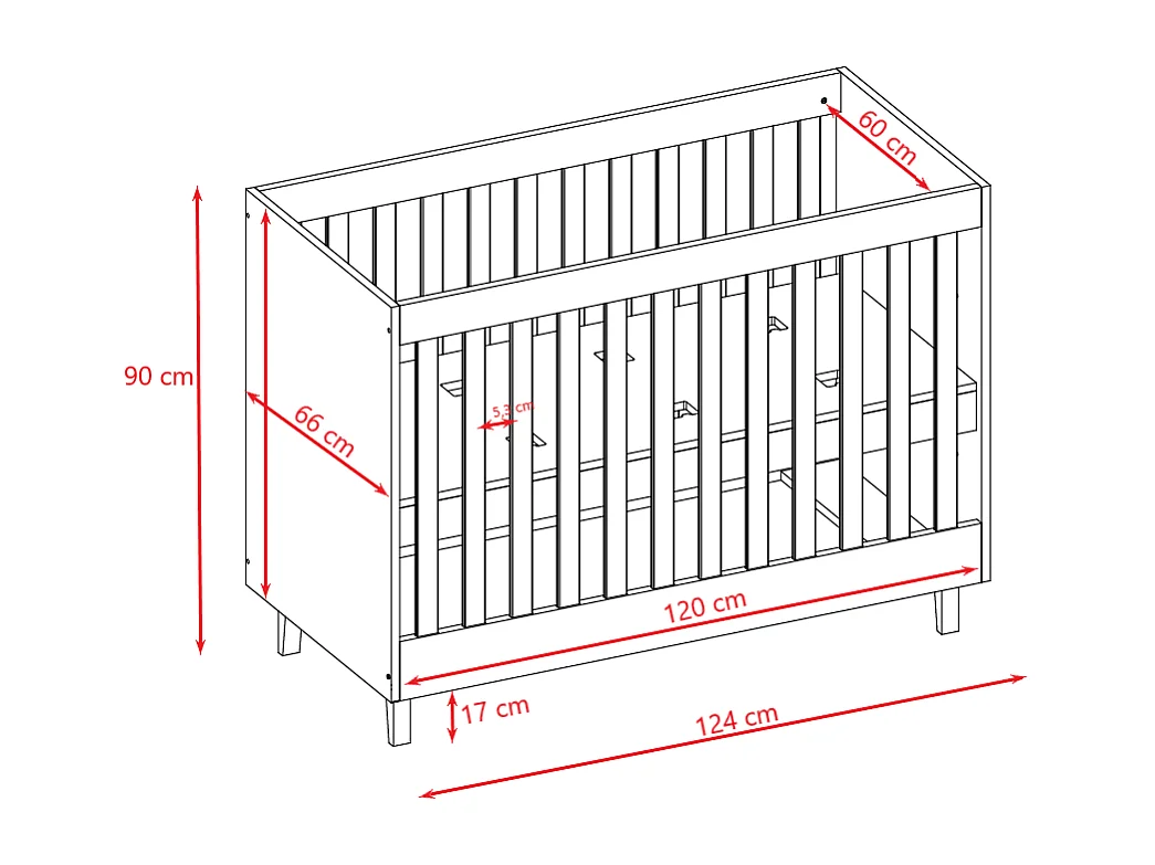 Lit bébé 60x120 Kubi - Gris