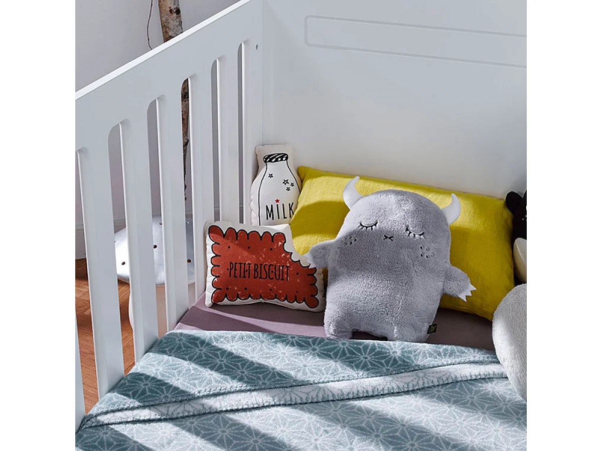 Lit bébé évolutif Evidence Blanc Hêtre