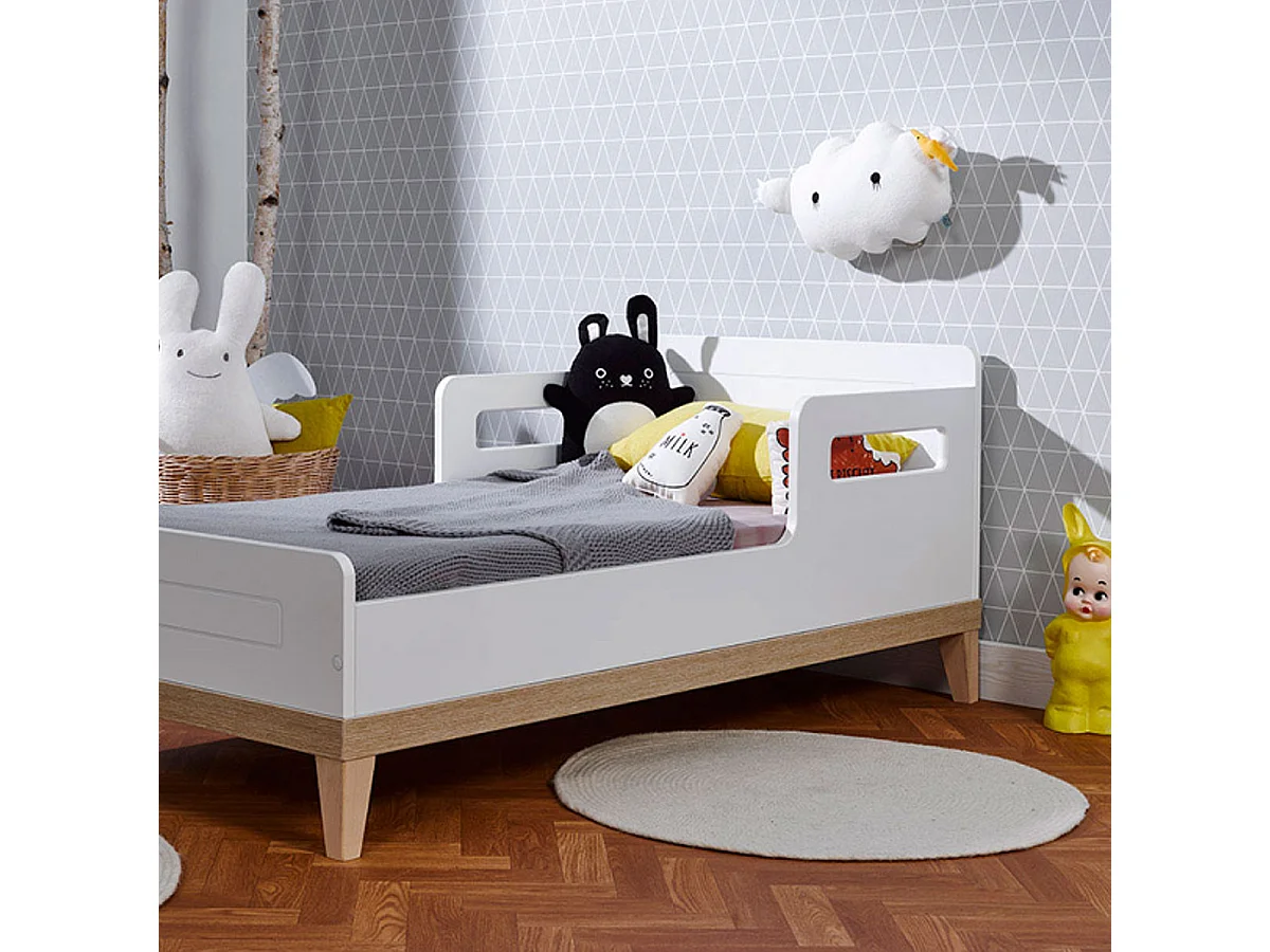 Lit bébé évolutif Evidence Blanc Hêtre