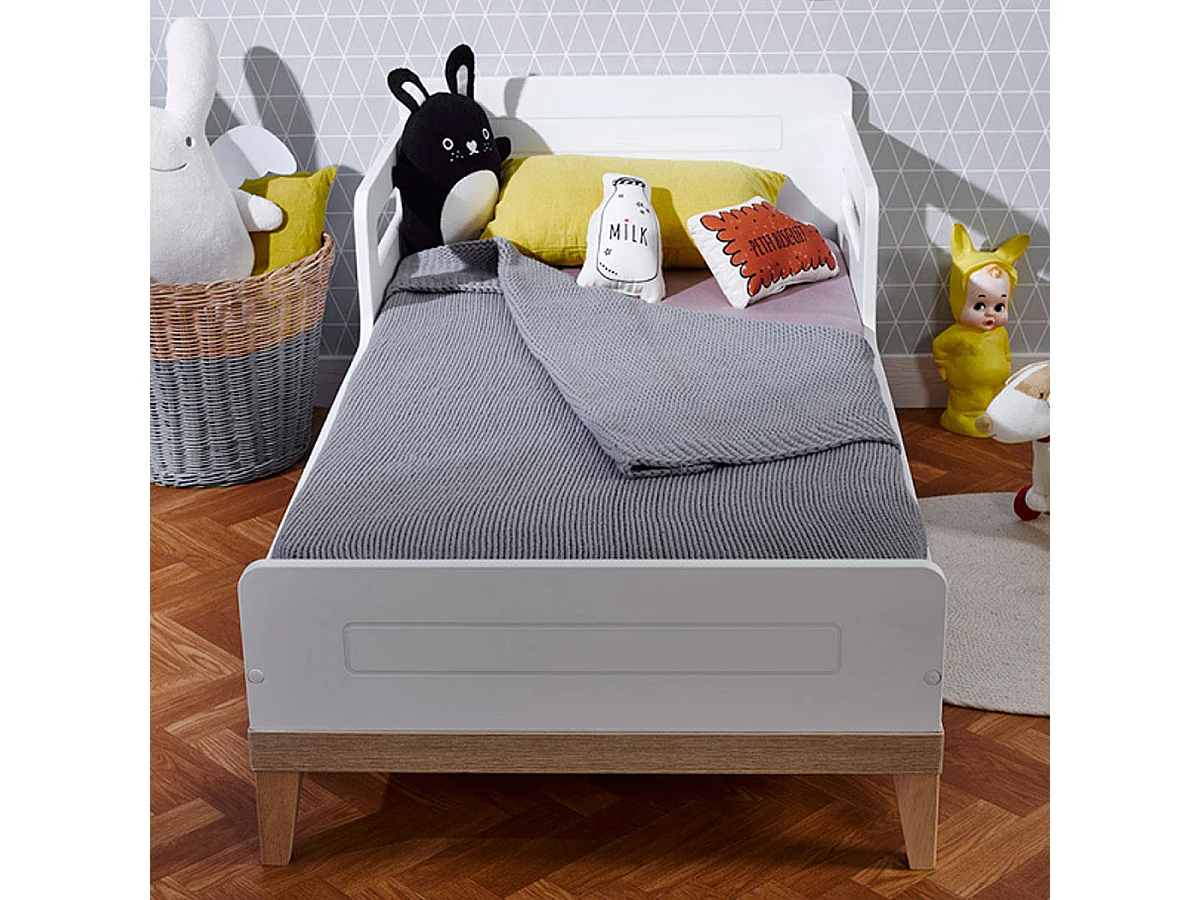 Lit bébé évolutif Evidence Blanc Hêtre