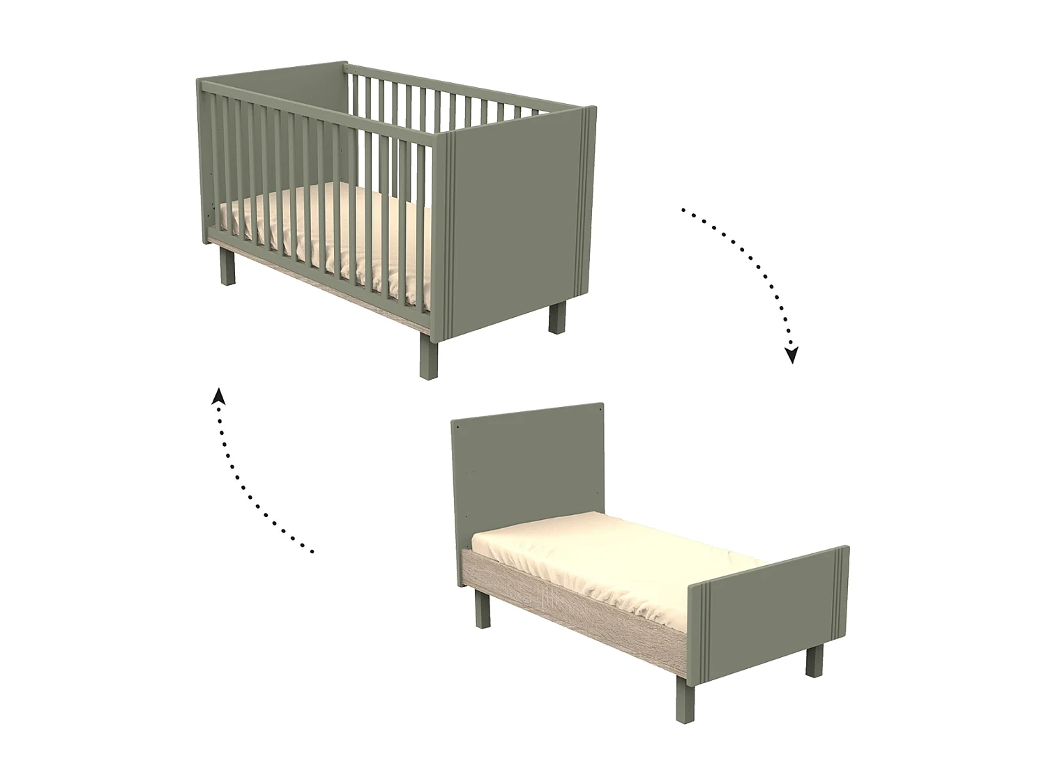 Lettino 140x70cm con sbarre e scanalature