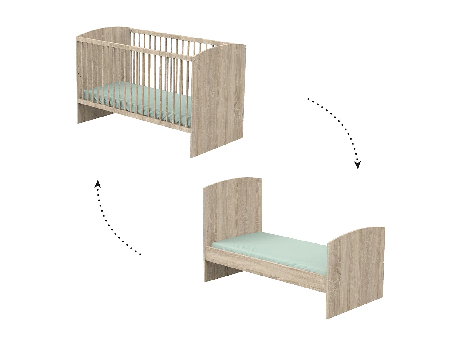 Lit évolutif 70x140 Access - Bois de chêne