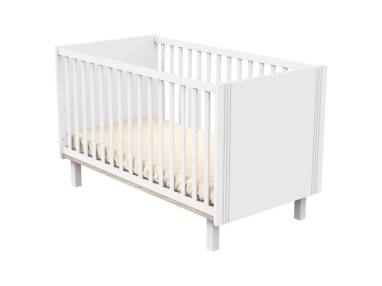 Cuna de 140x70cm con barrotes y ranuras