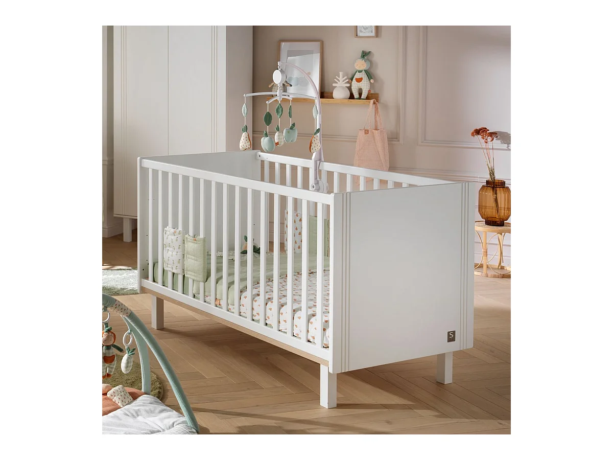 Cuna de 140x70cm con barrotes y ranuras