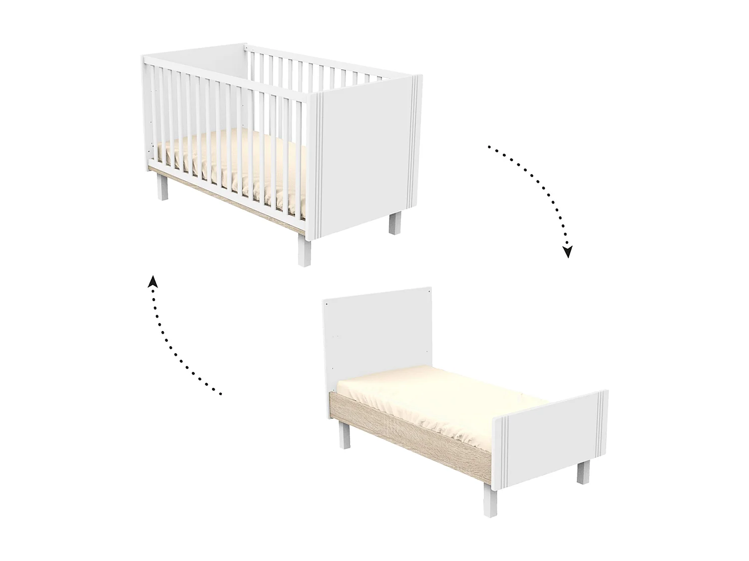 Lettino 140x70cm con sbarre e scanalature