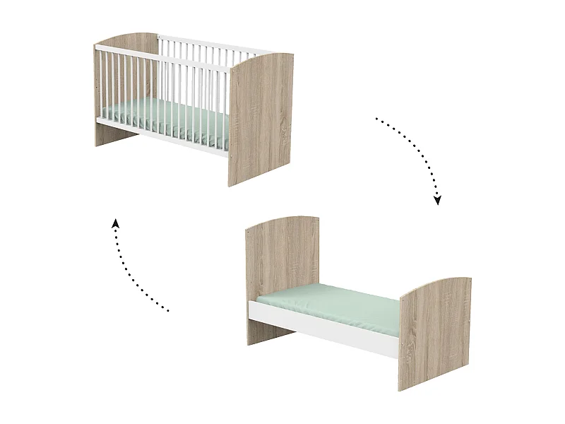 Lit évolutif 70x140 Access - Blanc et bois