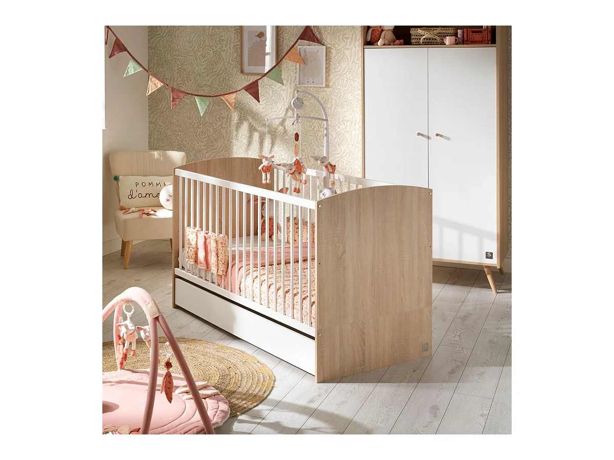 Lit évolutif 70x140 Access - Blanc et bois