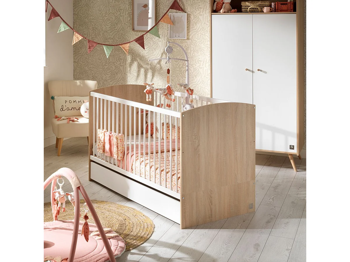 Lit évolutif 70x140 Access - Blanc et bois