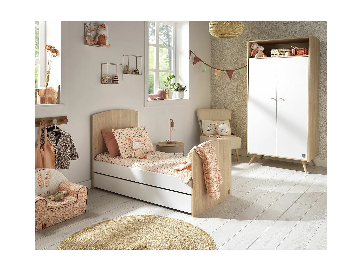 Lit évolutif 70x140 Access - Blanc et bois