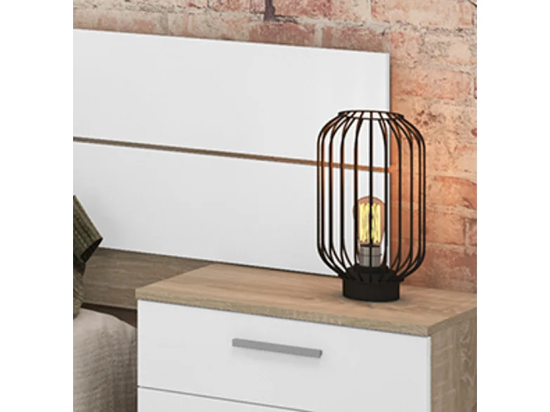 Ensemble tête de lit + 2 tables chevets coloris chêne cambrian/blanc