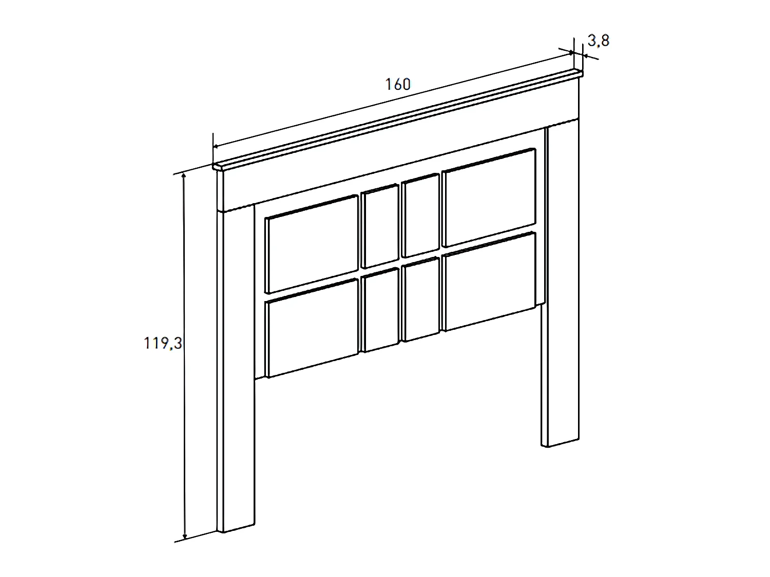 Ensemble de tête de lit avec pieds + 2 tables de chevet coloris chêne vieilli