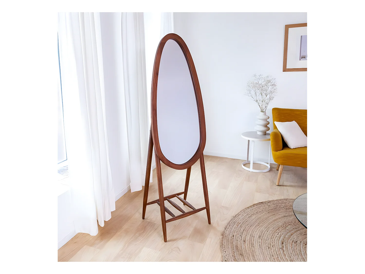 Miroir sur pied en bois de manguier Joyce