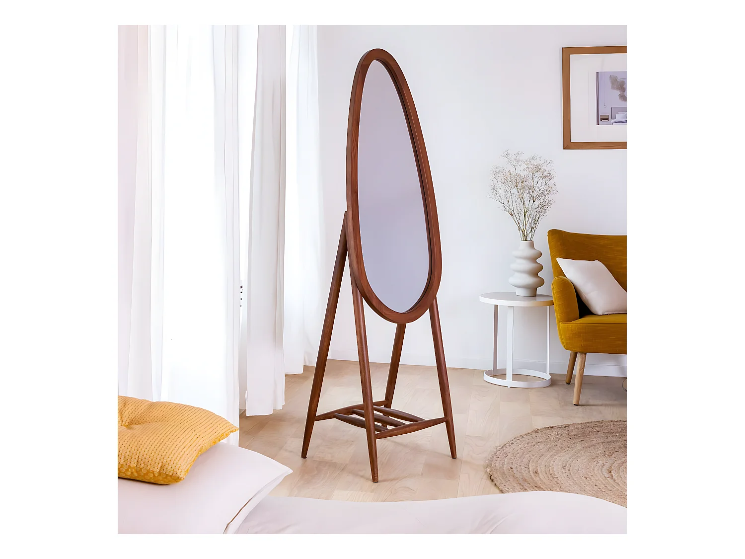 Miroir sur pied en bois de manguier Joyce