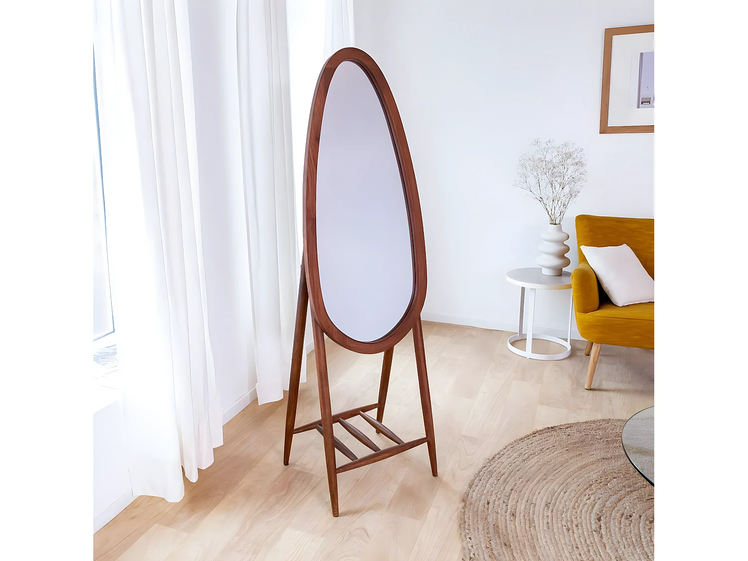 Miroir sur pied en bois de manguier Joyce