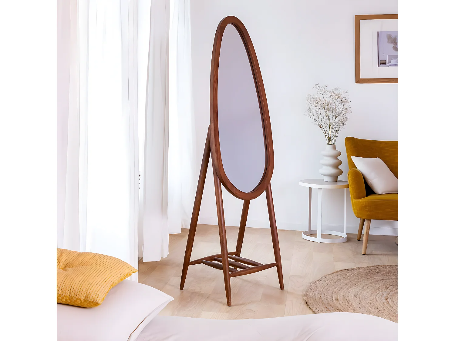 Miroir sur pied en bois de manguier Joyce