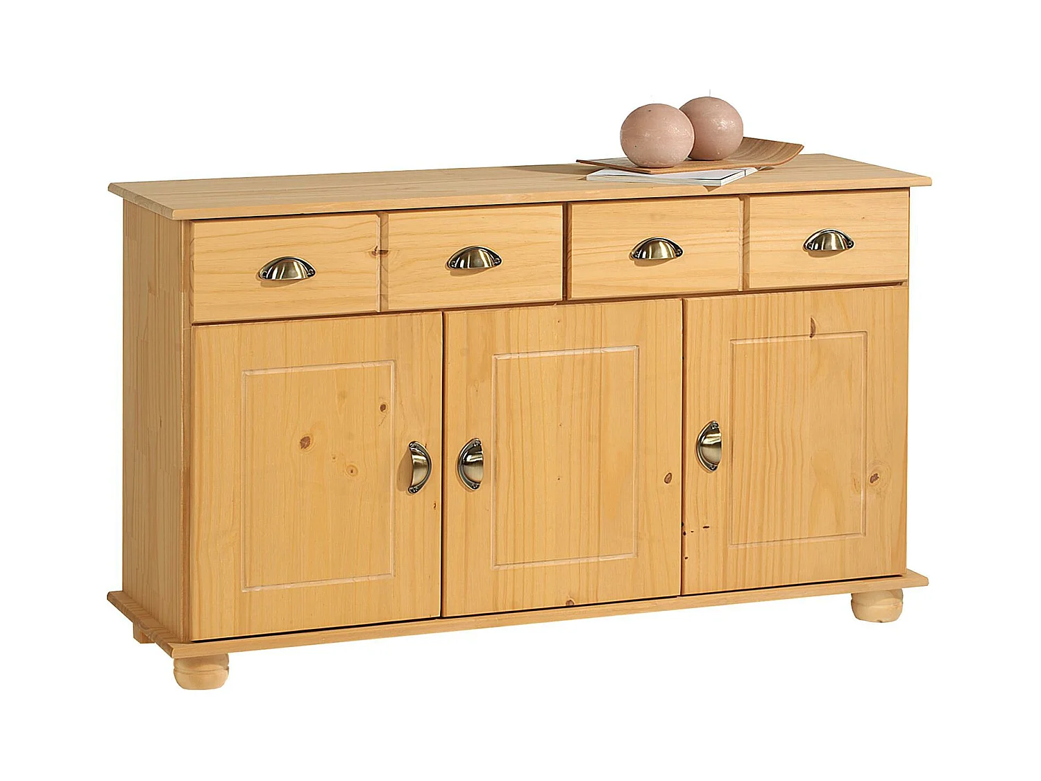 Buffet salle à manger COLMAR en bois massif L 116 cm avec 3 portes battantes et 2 tiroirs spacieux, coloris teinté