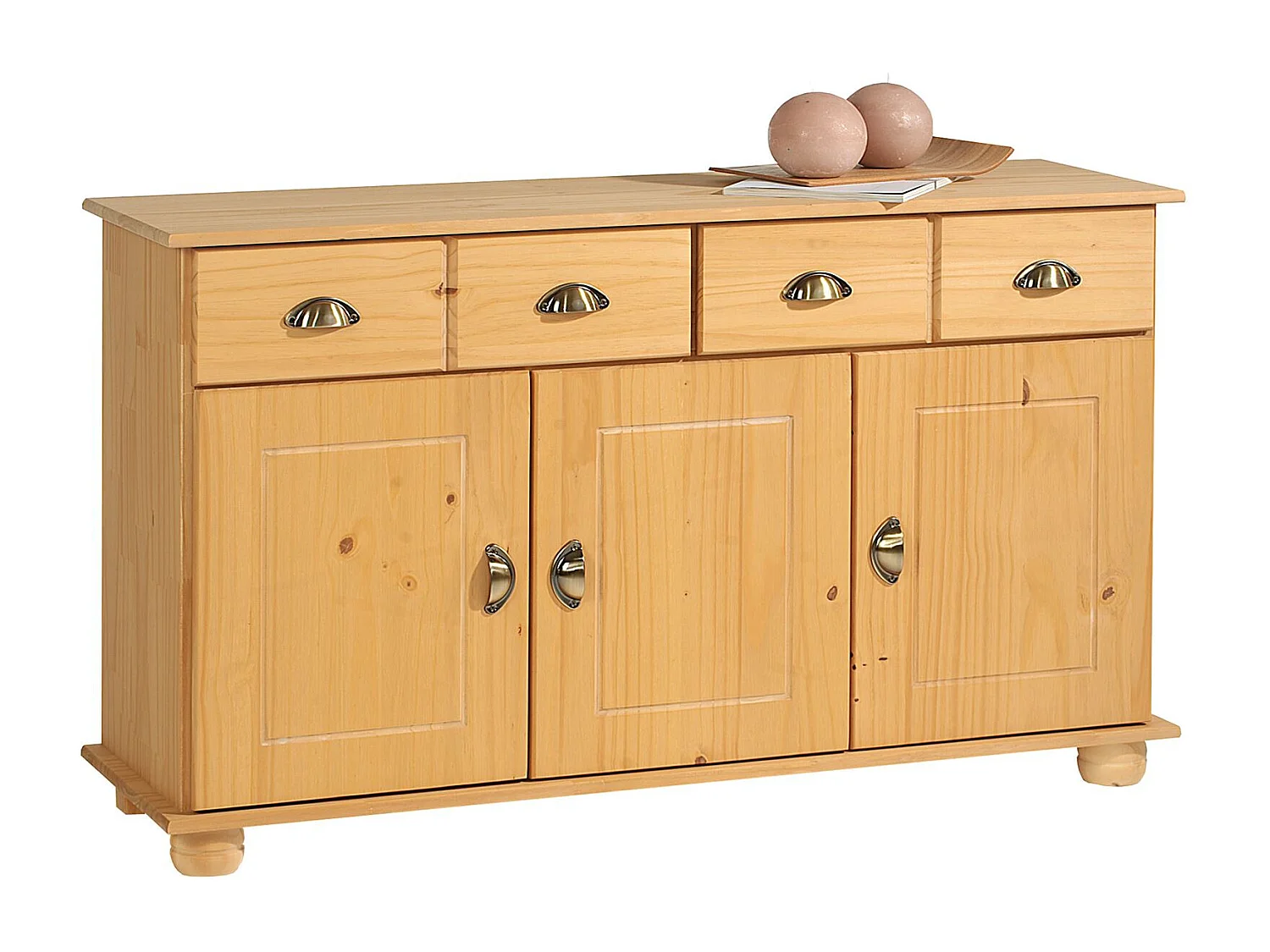 Buffet salle à manger COLMAR en bois massif L 116 cm avec 3 portes battantes et 2 tiroirs spacieux, coloris teinté