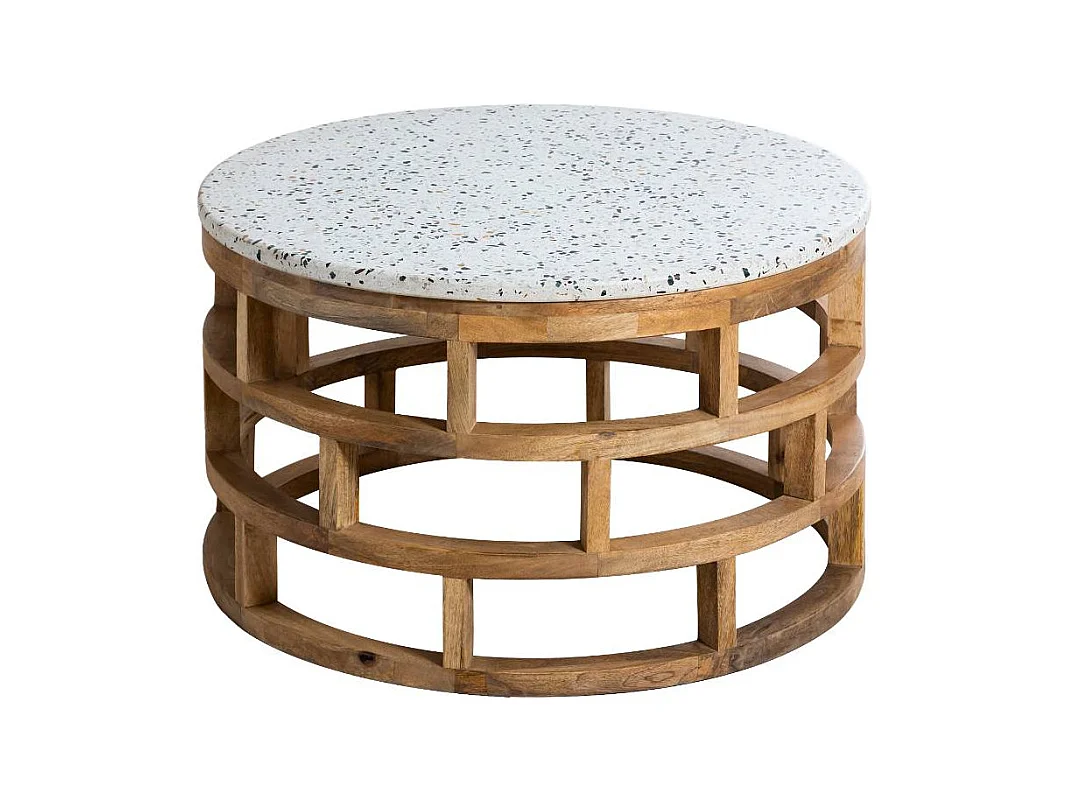 Table basse en bois de manguier et terrazzo Ambrine