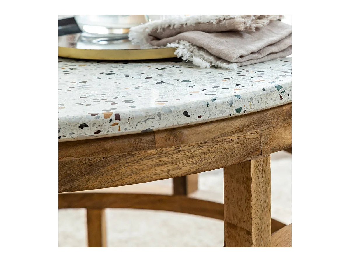 Table basse en bois de manguier et terrazzo Ambrine