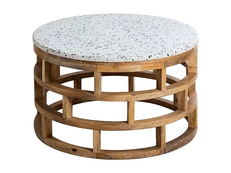 Table basse en bois de manguier et terrazzo Ambrine