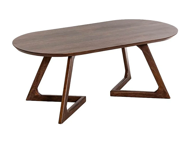 Mesa de centro ovalada con almacenamiento en madera de mango Augustin