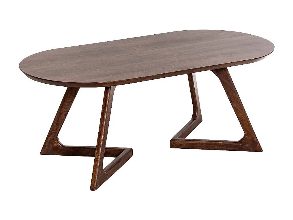 Mesa de centro ovalada con almacenamiento en madera de mango Augustin