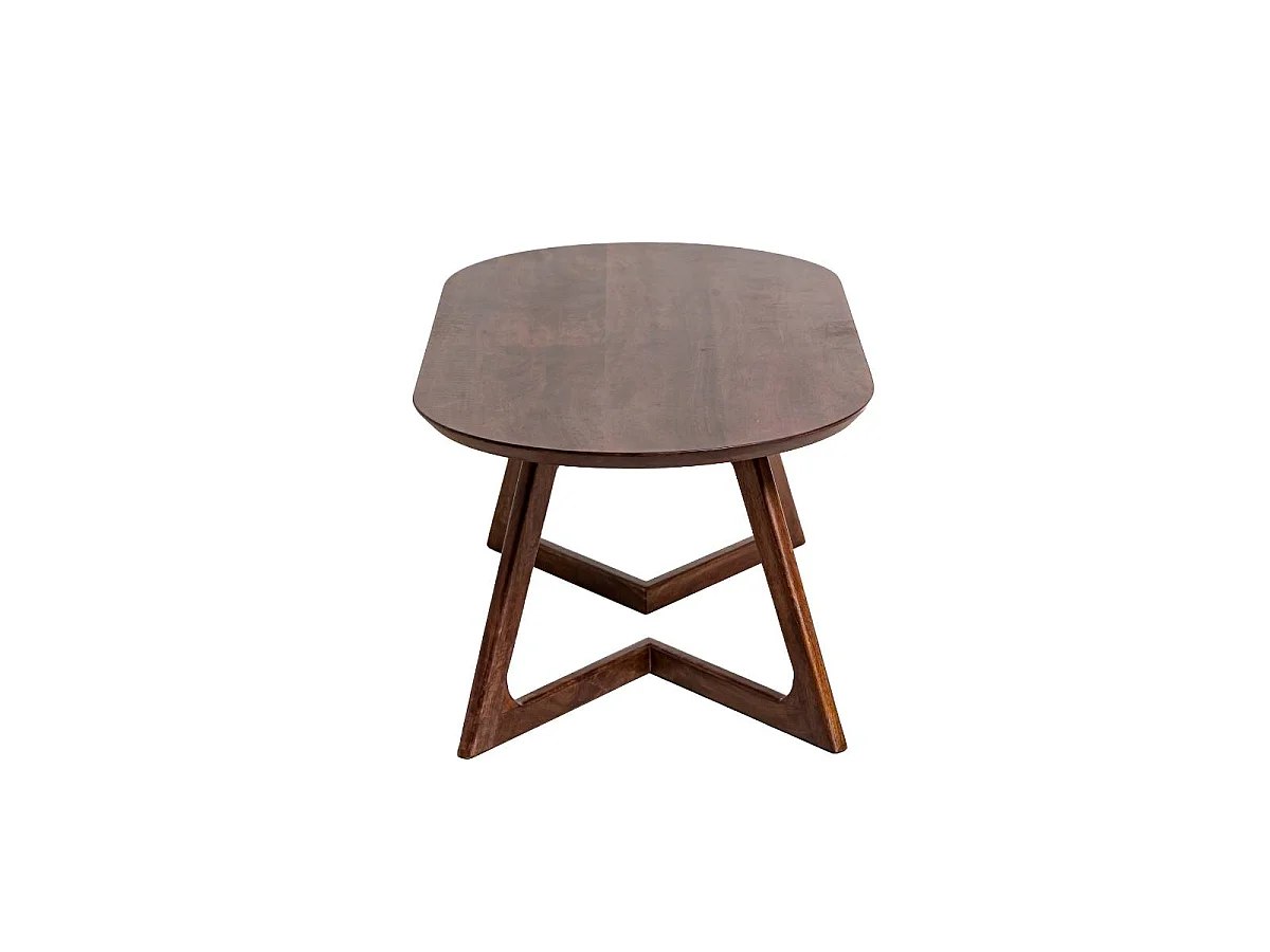 Mesa de centro ovalada con almacenamiento en madera de mango Augustin