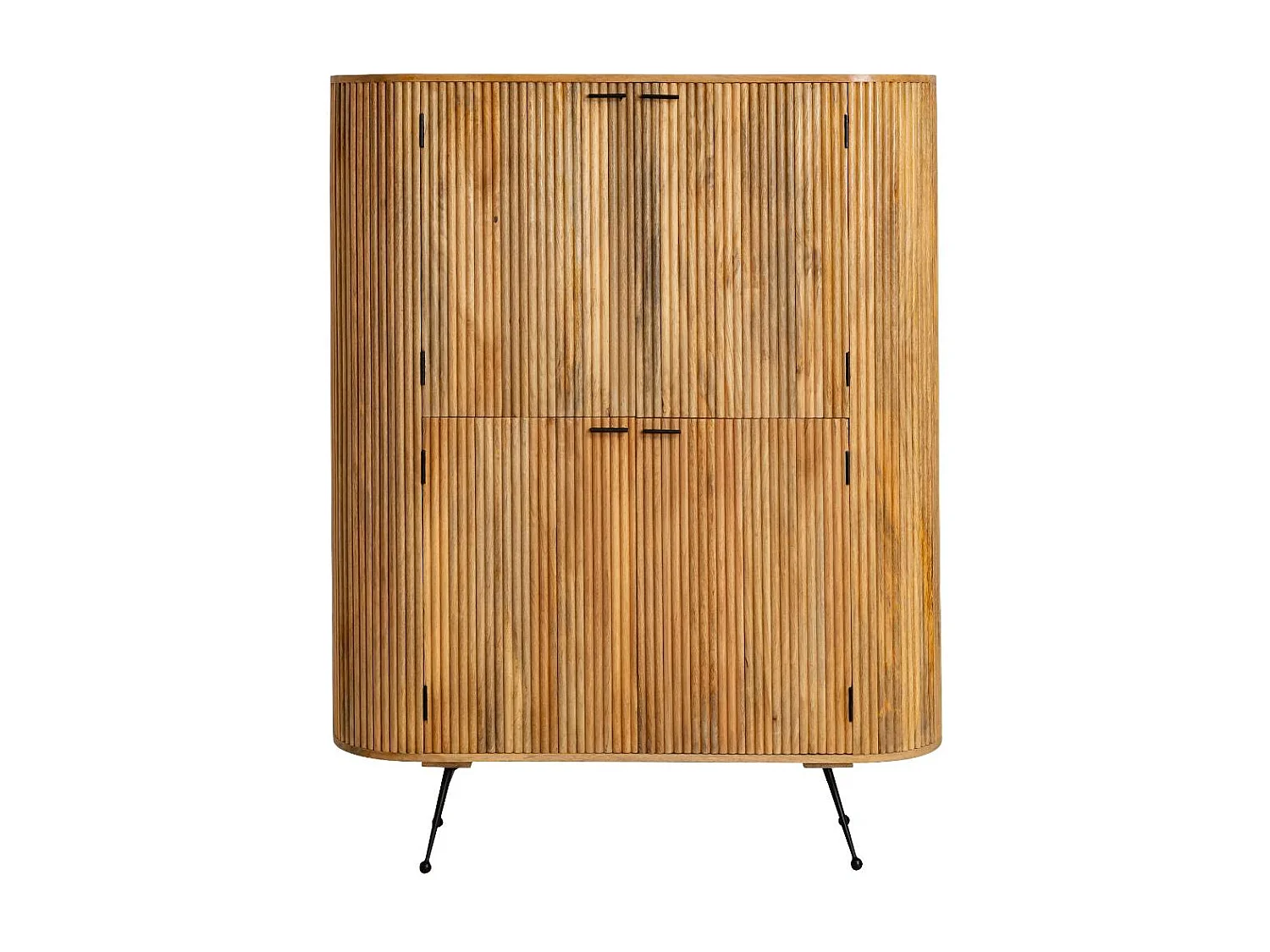 Armario de madera de mango Ambrine - Diseño contemporáneo con patas y asas de metal negro