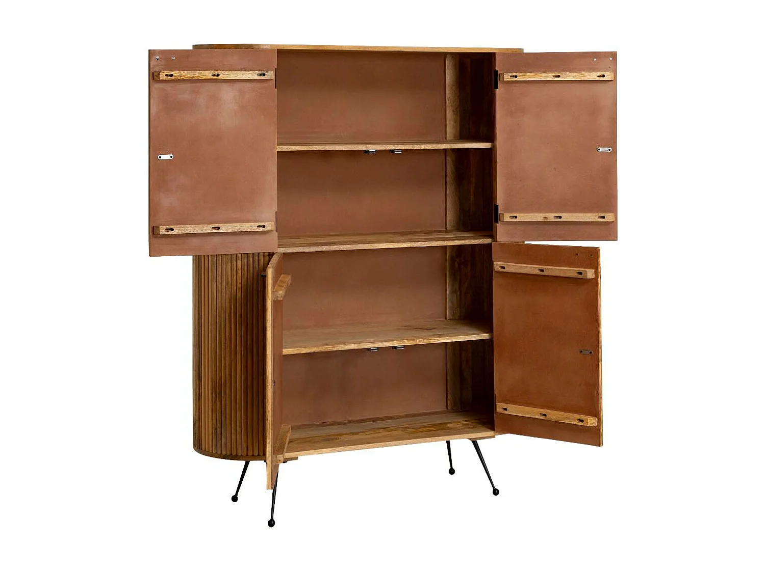 Armario de madera de mango Ambrine - Diseño contemporáneo con patas y asas de metal negro