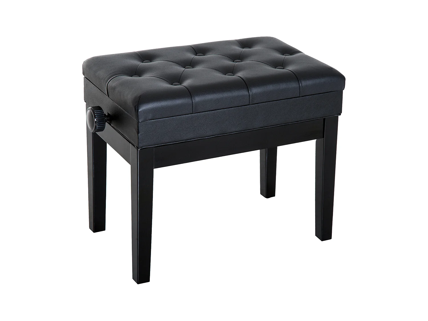 HOMCOM Banquette tabouret siège pour piano hauteur réglable 55L x 33l x 48-58H cm coffre de rangement interne assise revêtement synthétique capitonné bois noir