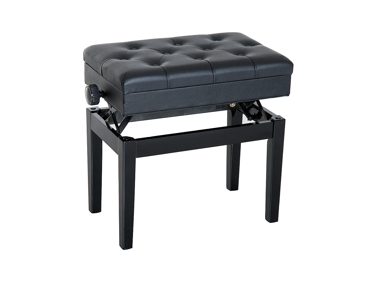 HOMCOM Banquette tabouret siège pour piano hauteur réglable 55L x 33l x 48-58H cm coffre de rangement interne assise revêtement synthétique capitonné bois noir