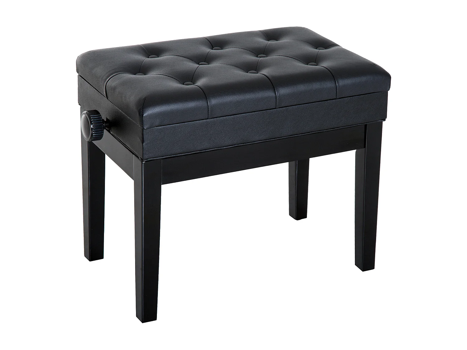 HOMCOM Banquette tabouret siège pour piano hauteur réglable 55L x 33l x 48-58H cm coffre de rangement interne assise revêtement synthétique capitonné bois noir