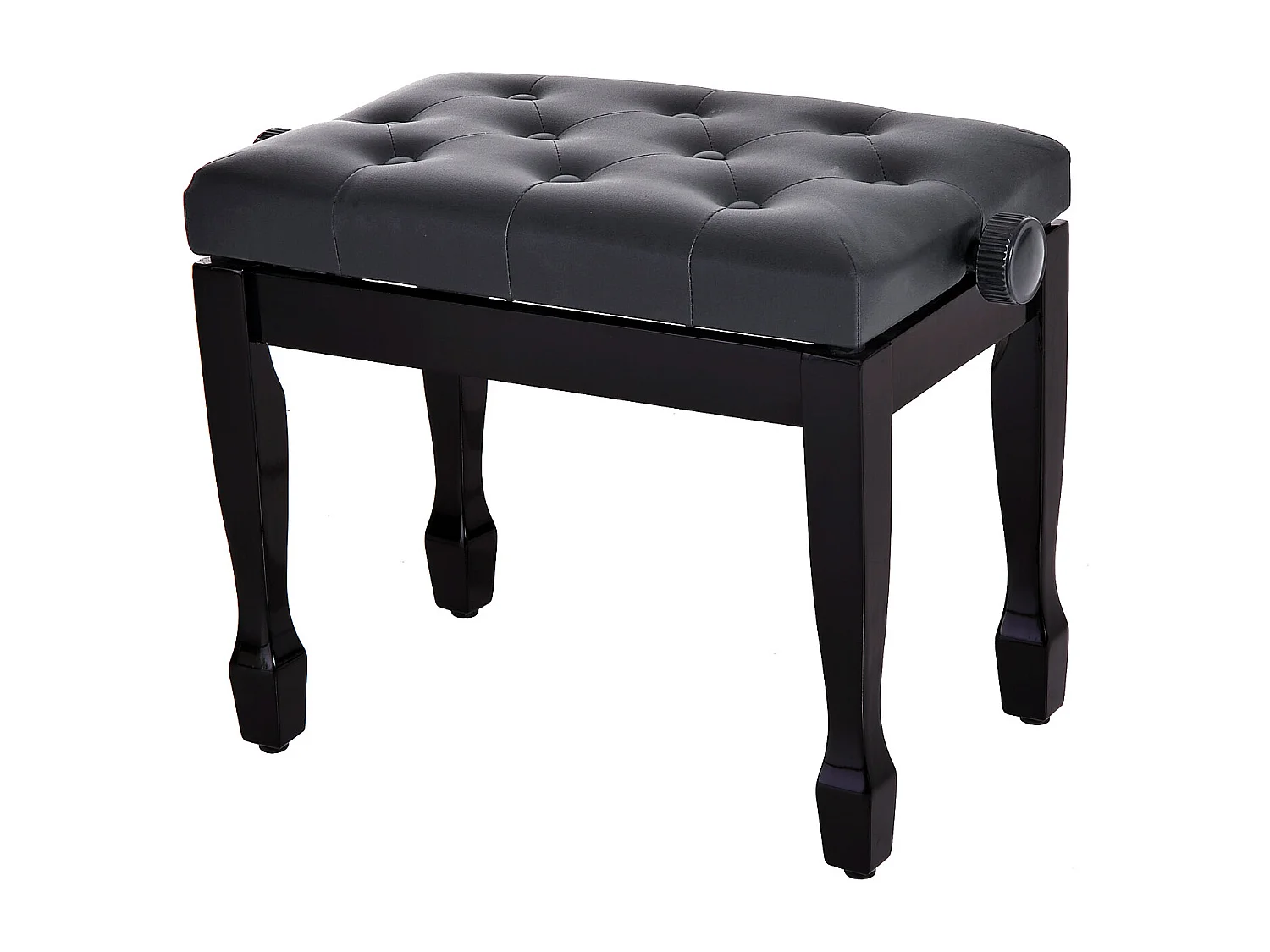 HOMCOM Banquette piano tabouret siege hauteur reglable noir bois revêtement synthétique
