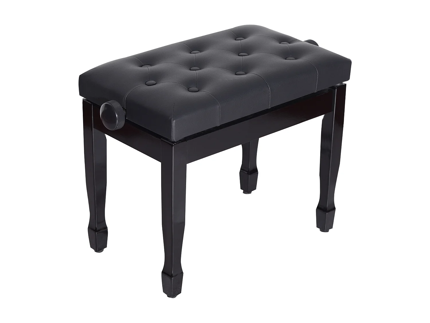 HOMCOM Banquette piano tabouret siege hauteur reglable noir bois revêtement synthétique