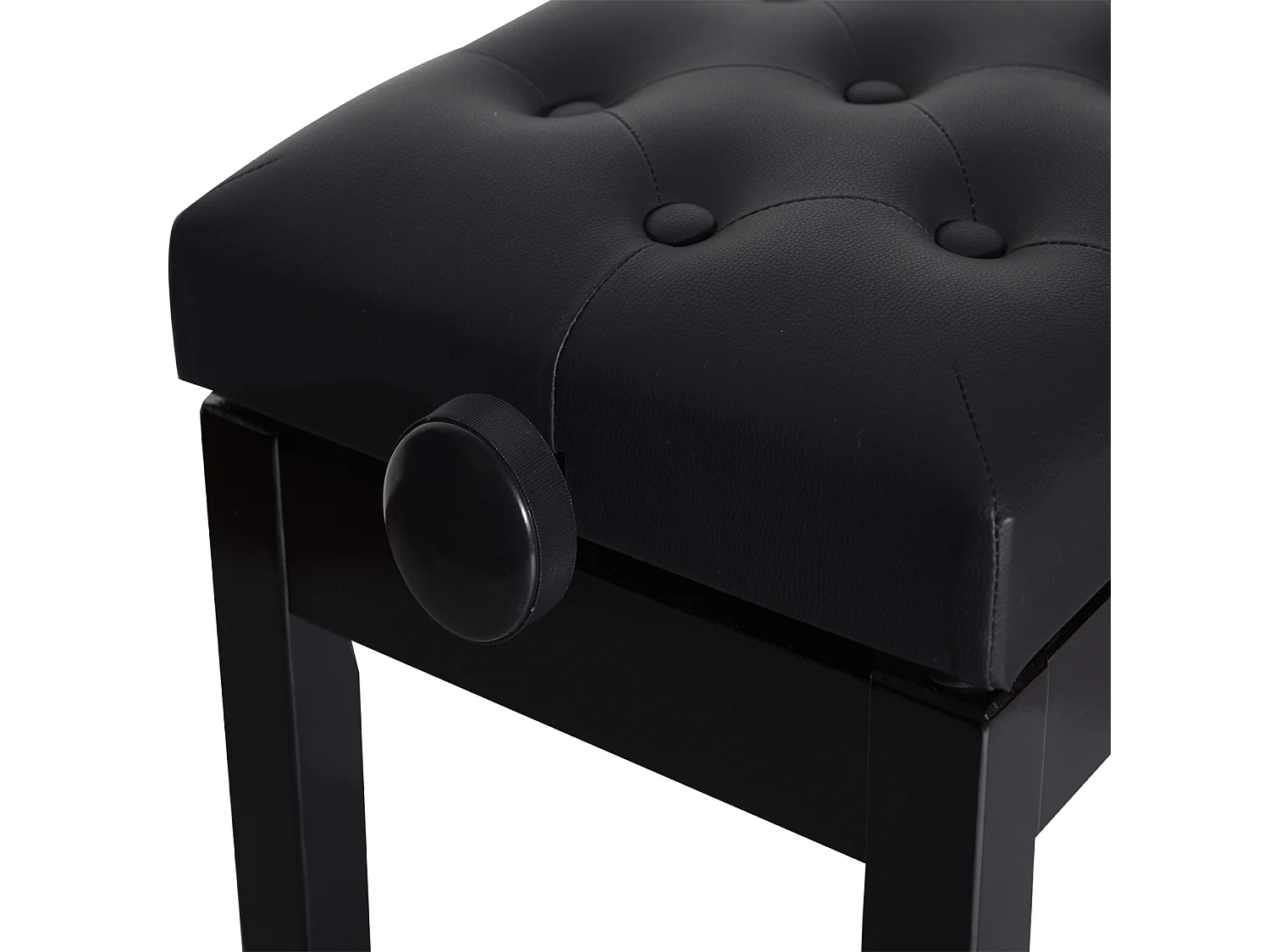 HOMCOM Banquette piano tabouret siege hauteur reglable noir bois revêtement synthétique