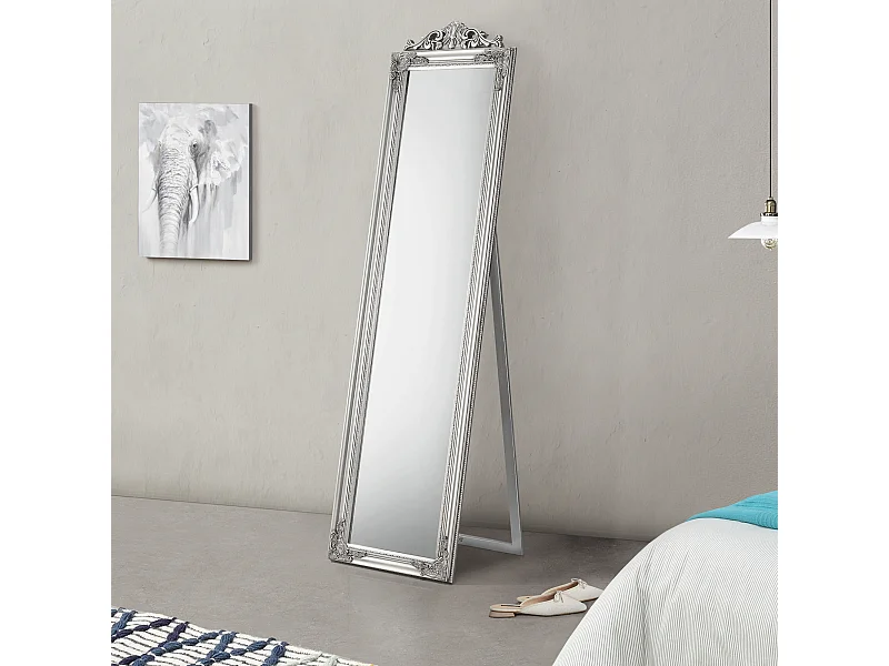Miroir sur Pied Arezzo Inclinable 160 x 40 cm Argenté [en.casa]