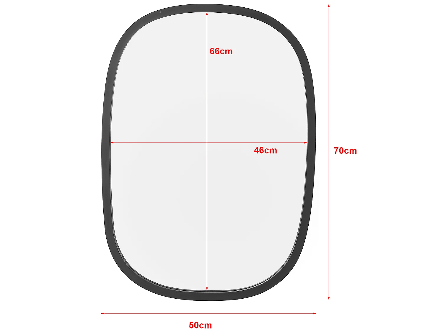 Miroir mural Copertino ovale 70 x 50 cm noir mat [en.casa]