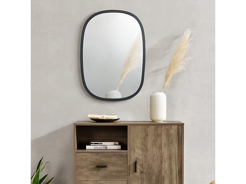 Miroir mural Copertino ovale 70 x 50 cm noir mat [en.casa]