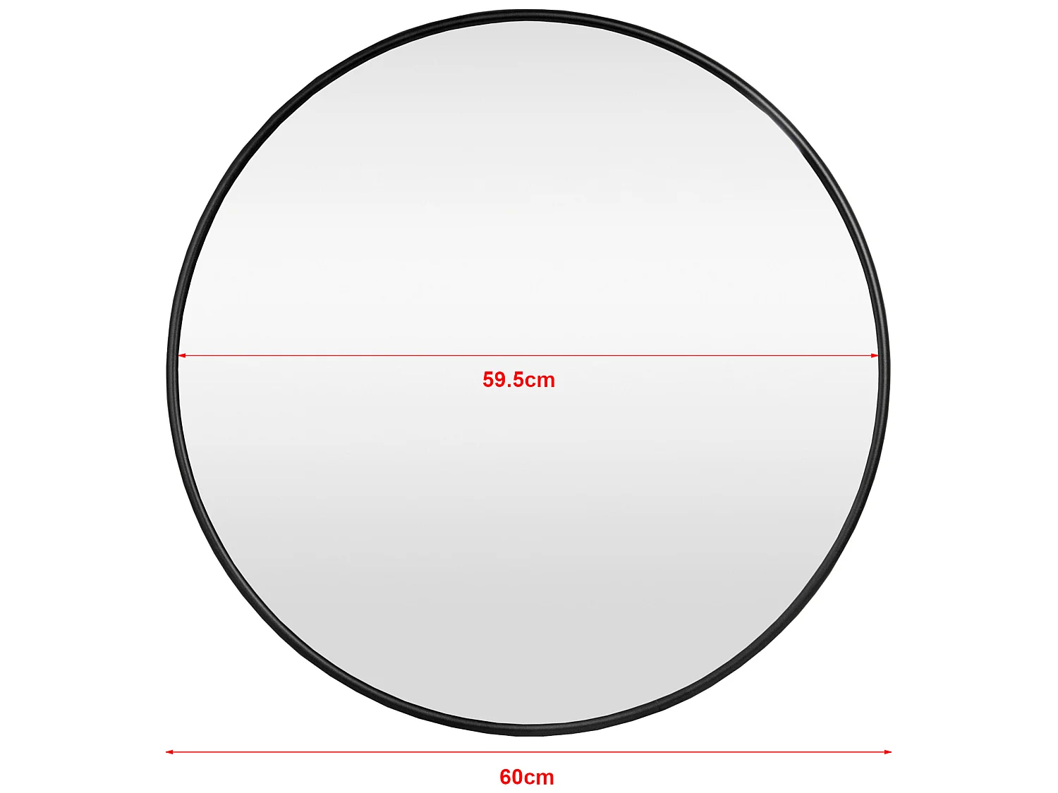 Miroir mural Ordona diamètre 60 cm cadre en aluminium noir [en.casa]