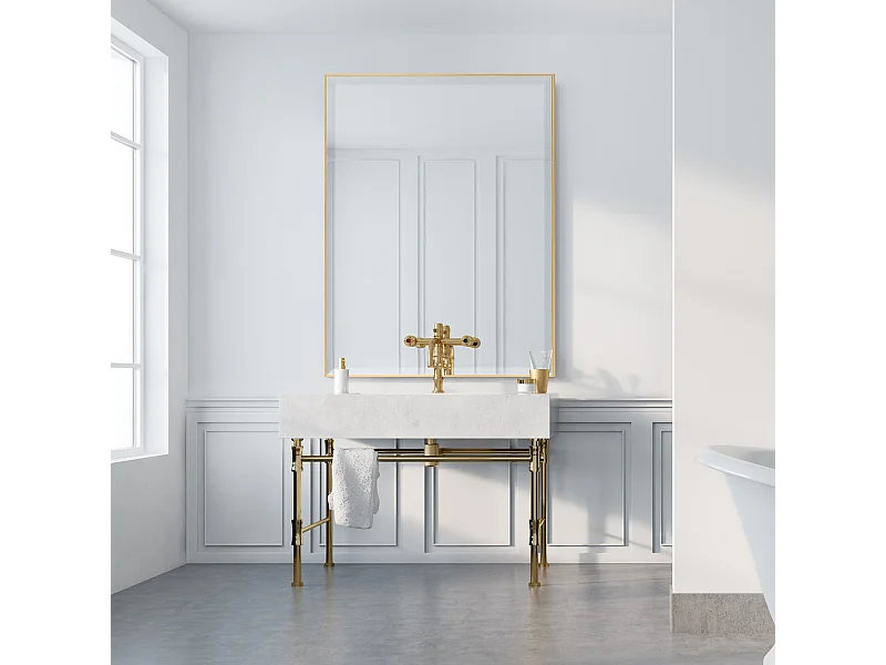 Miroir mural Novoli rectangulaire 92 x 62 cm doré [en.casa]