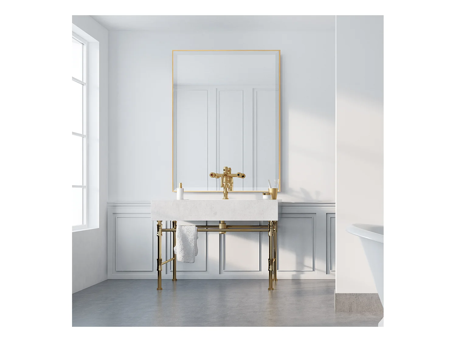 Miroir mural Novoli rectangulaire 92 x 62 cm doré [en.casa]