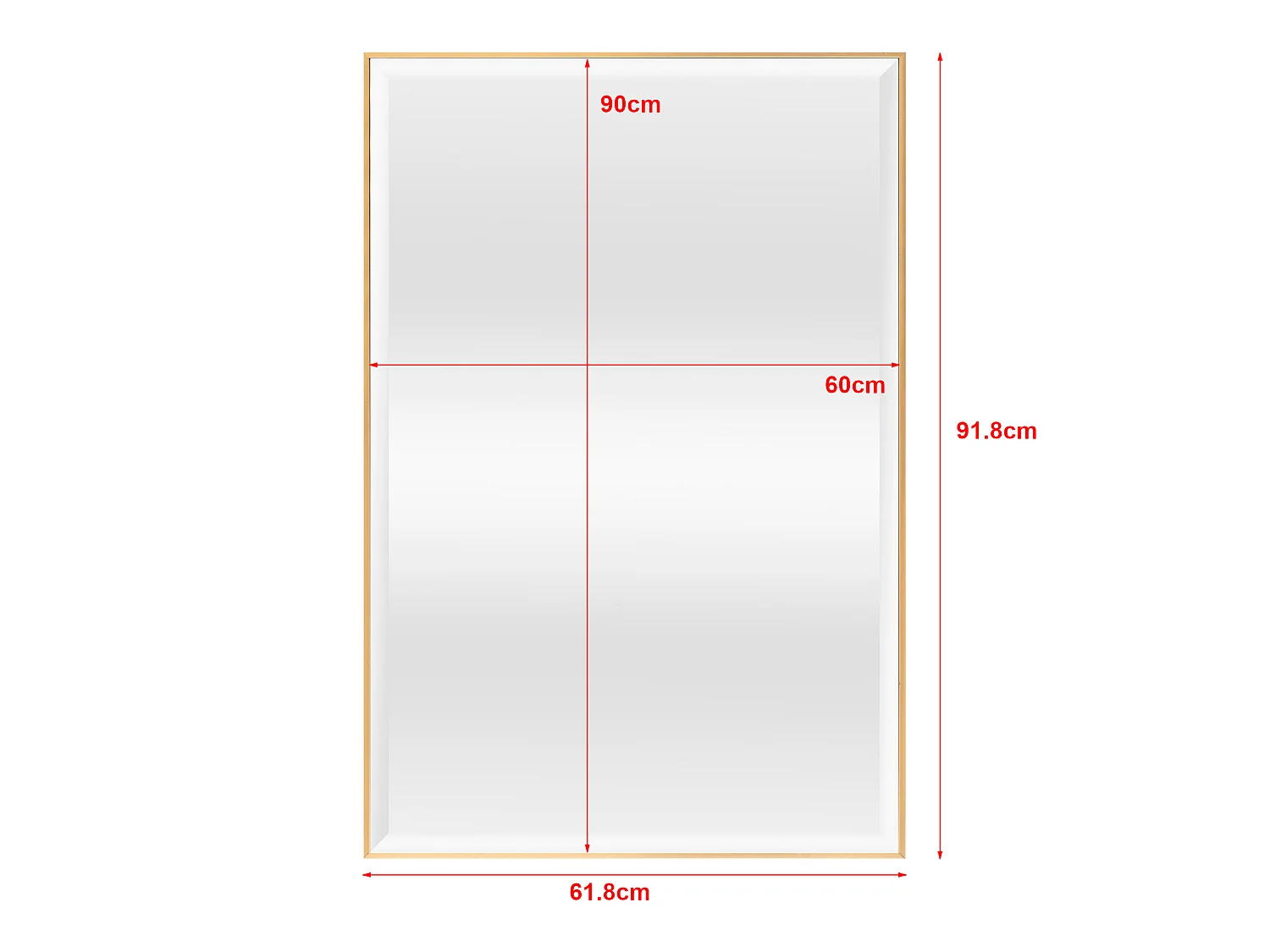 Miroir mural Novoli rectangulaire 92 x 62 cm doré [en.casa]