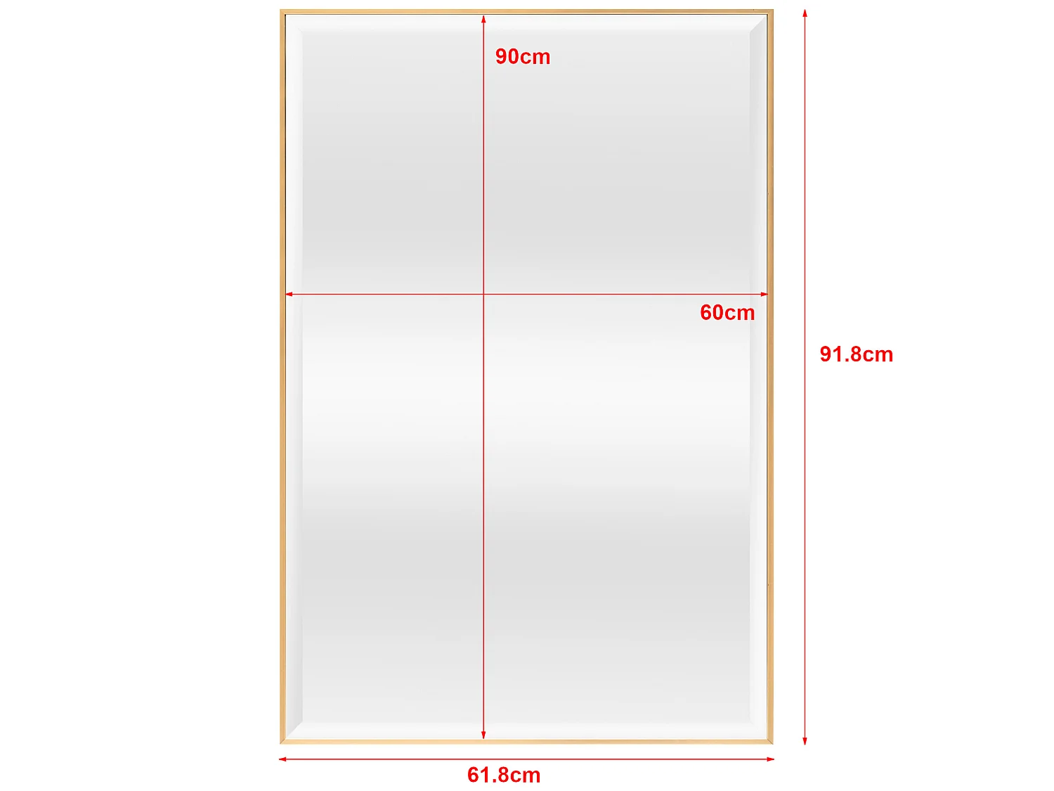 Miroir mural Novoli rectangulaire 92 x 62 cm doré [en.casa]