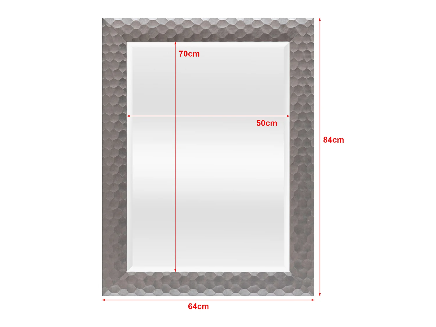 Miroir mural Ocre rectangulaire 84 x 64 cm argenté [en.casa]