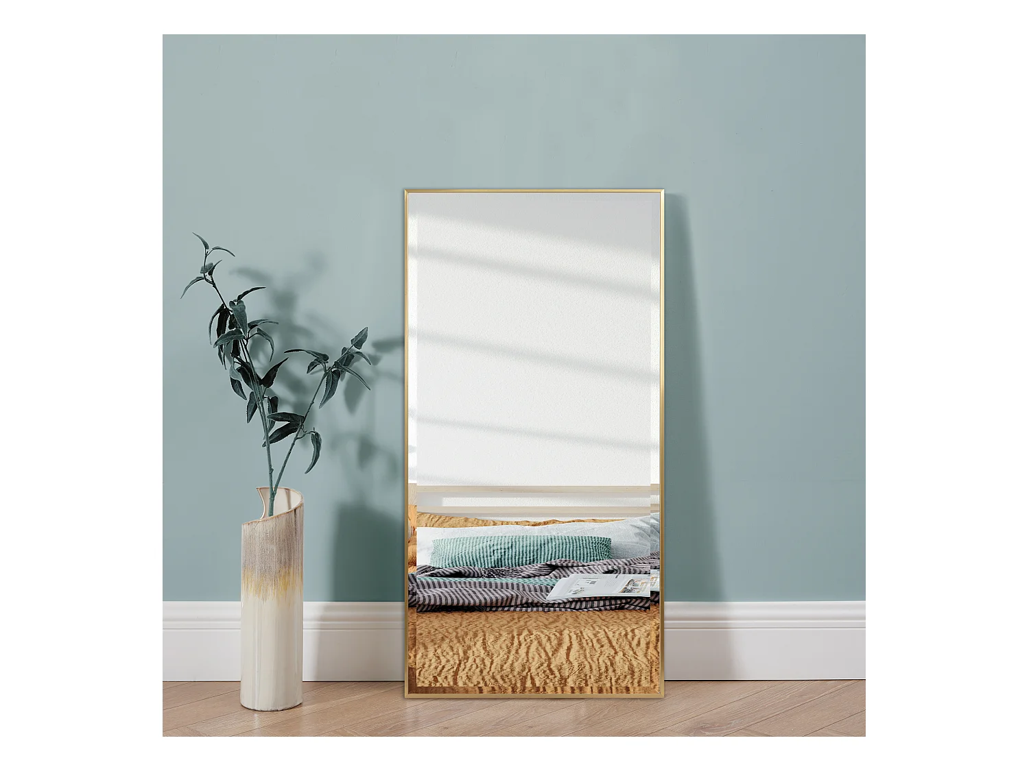 Miroir mural Novoli rectangulaire 102 x 52 cm doré [en.casa]