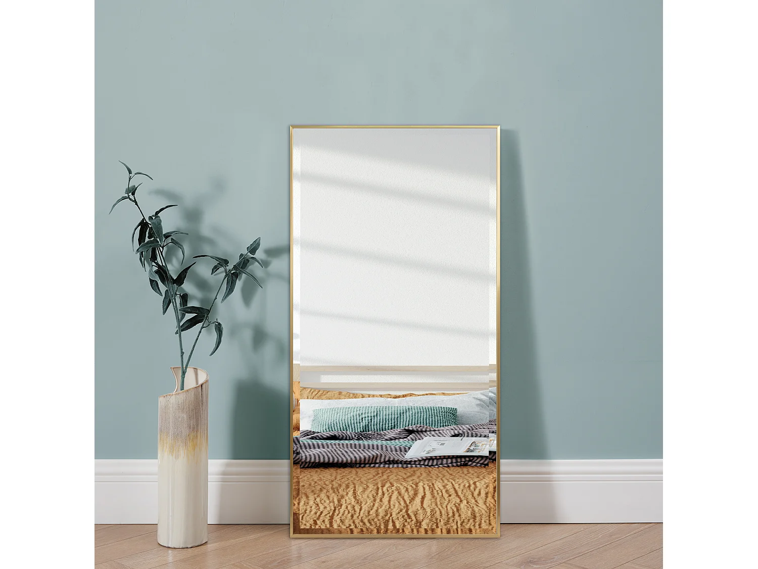 Miroir mural Novoli rectangulaire 102 x 52 cm doré [en.casa]