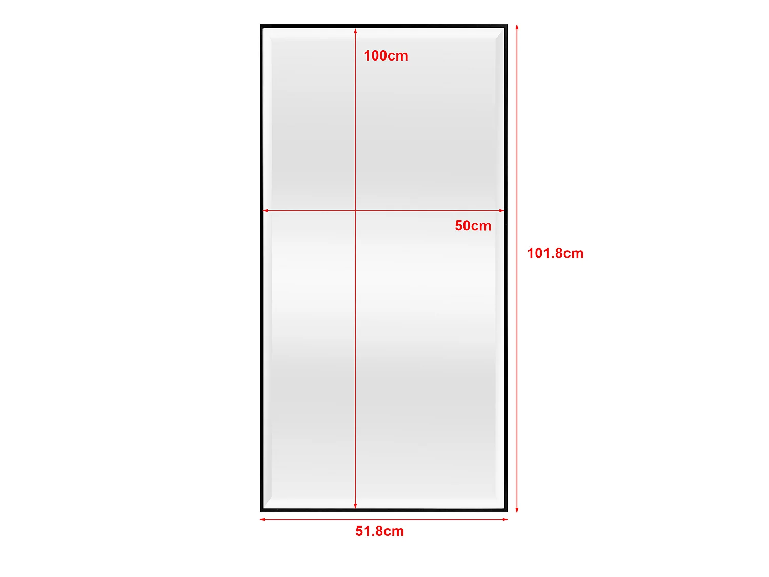 Miroir mural Novoli rectangulaire 102 x 52 cm noir [en.casa]