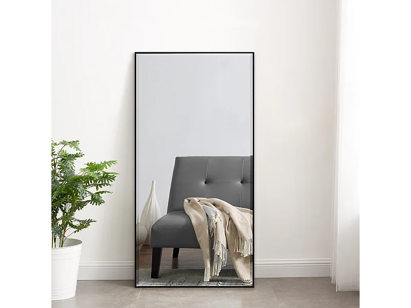 Miroir mural Novoli rectangulaire 102 x 52 cm noir [en.casa]