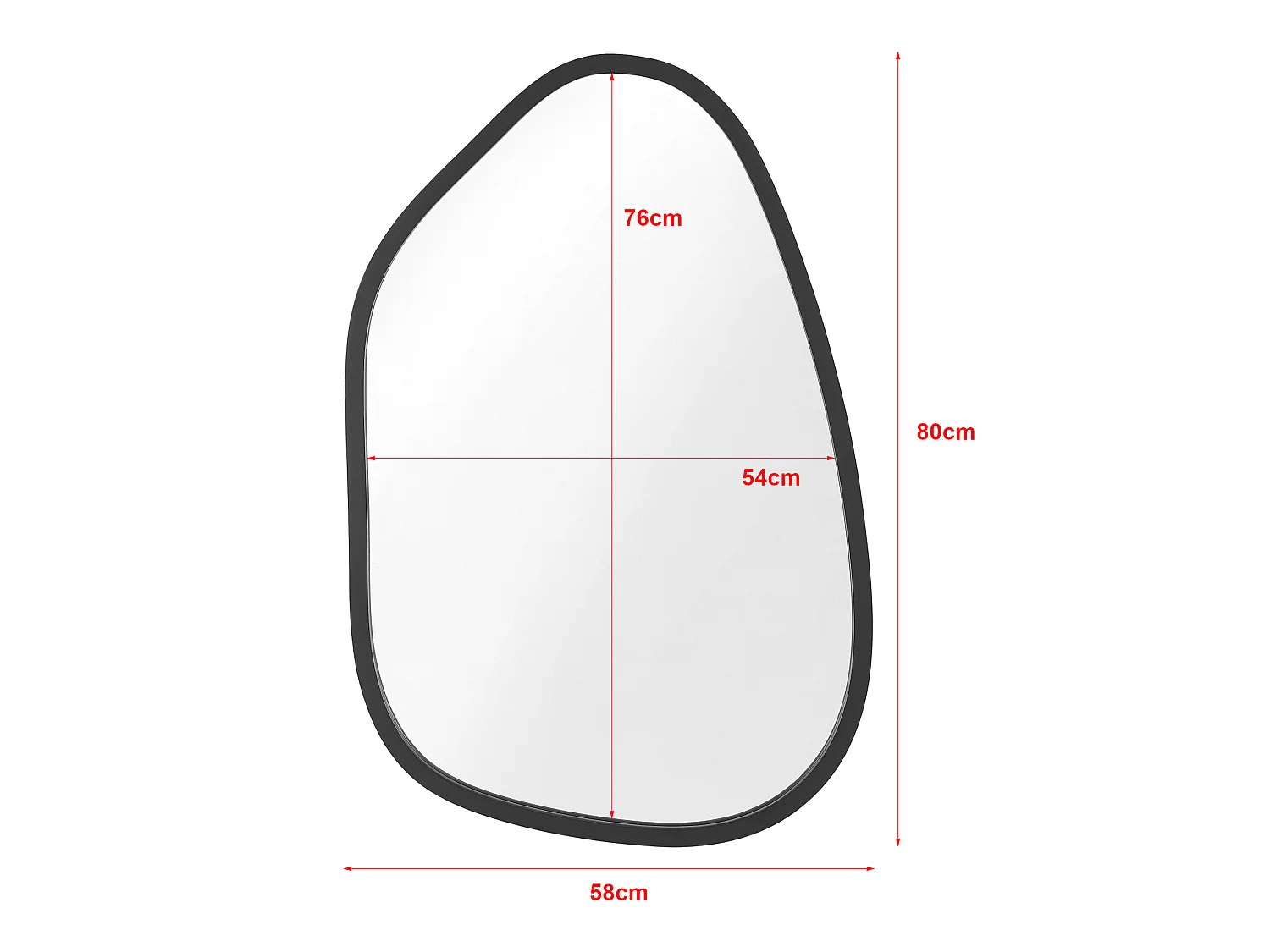 Miroir mural Filiano asymétrique 80 x 58 cm noir mat [en.casa]